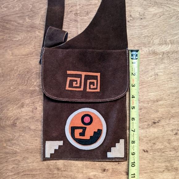 Mexico Aztec Design Suede Purse Crossbody - Picture 4 of 12